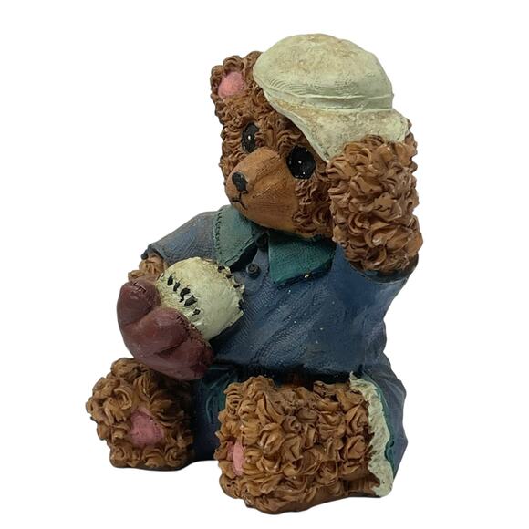 Little League Bear with Baseball and Ball Cap Resin Figurine - Picture 5 of 8
